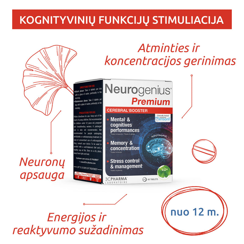 3C PHARMA Neurogenius Premium, tabletid N60, nuotrauka Nr. 3